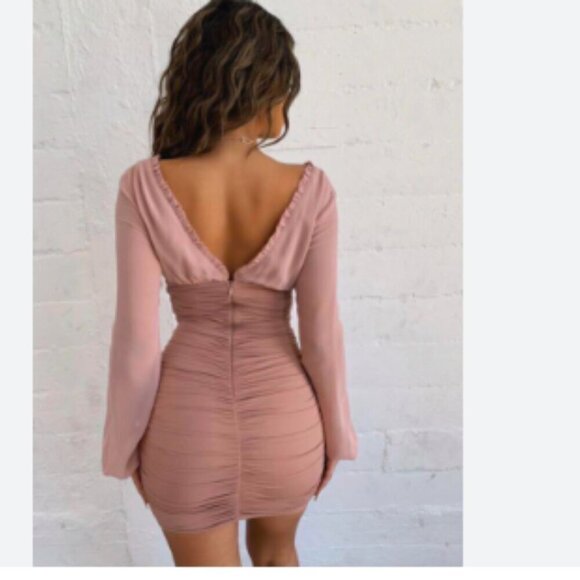 Tiger Mist Magnolia Adjustable Ruched Mini Dress Blush - Picture 4 of 13